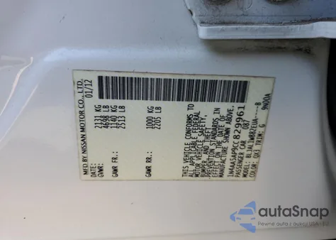 2012 Nissan Maxima S from USA, damaged, VIN 1N4AA5AP9CC829961